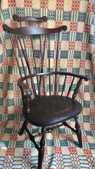 Vintage Nichols & Stone Double Yoke Brace Back Windsor Arm Chair Rare Form