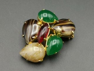 Vintage Rare 1964 German Signed Christian Dior Haute Couture Glass Gem Brooch
