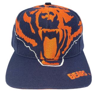 Vintage 90s Chicago Bears The Game Big Logo Snapback Hat Cap Rare Grail