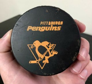 Rare Vintage Pittsburgh Penguins Pa Lottery Souvenir Hockey Puck 1970’s Nhl
