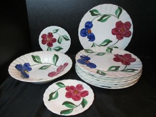 Blue Ridge Southern Pottery 8 Dinner Plates 1 Serving Bowl 2 Bread & Butter Rare