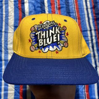 Rare La Los Angeles Dodgers Stadium Gear Think Blue Vintage Snapback Cap Hat Mlb