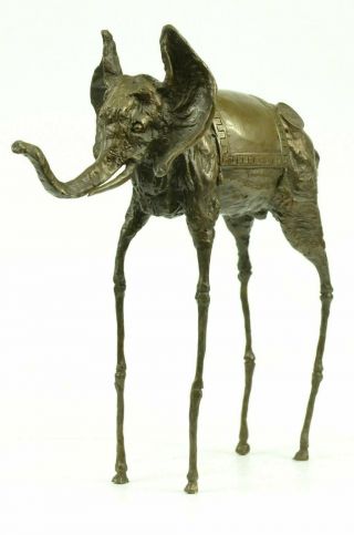 Art Deco Hot Cast By Lost Wax Method Space Elephant Animal Rare Bronze Sculpture