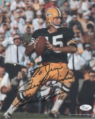Bart Starr Hand Signed 8x10 Color Photo Very Rare To Jim Jsa