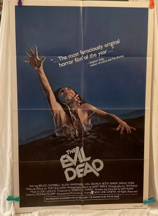 The Evil Dead 1981 Rare Movie Poster 27x41 V/g Cond.  Fast Ship