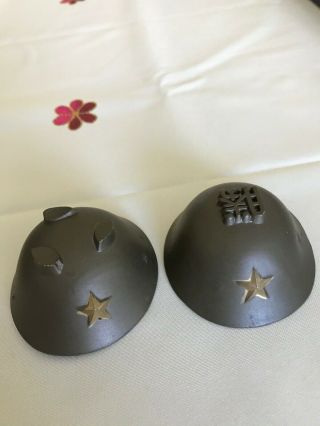 Very Rare Ww2 Imperial Japanese Army Helmet Shape Brass Sake Cups