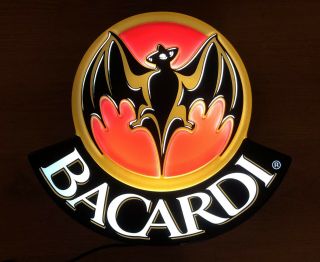 Rare Vintage Old Bacardi Rum Light Sign Not Enamel Nos