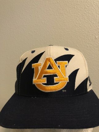 Rare Vintage 90s Auburn Tigers Logo Athletic Sharktooth Snapback Hat Cap Ncaa Og