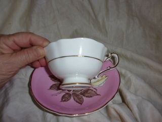 Vintage Antique Paragon Pink White Cabbage Rose Tea Cup and Saucer RARE Estate 3