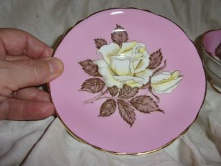 Vintage Antique Paragon Pink White Cabbage Rose Tea Cup and Saucer RARE Estate 5