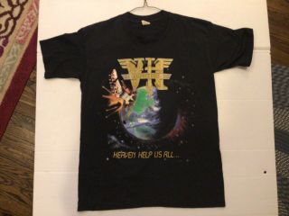 Vtg 1990 Van Halen " Heaven Help Us All.  " Black 50/50 Brockum T - Shirt S/m - Rare