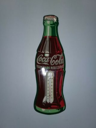 Vintage Rare Design 16 " Coca Cola / Coke Tin Thermometer Sign 1950 
