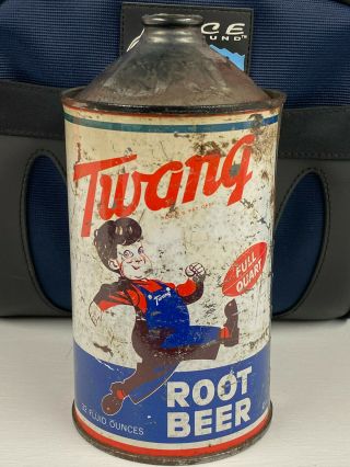 Rare Twang Root Beer Quart Cone Top Soda Can With Football