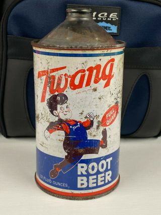 Rare Twang Root Beer Quart Cone Top Soda Can with Football 3