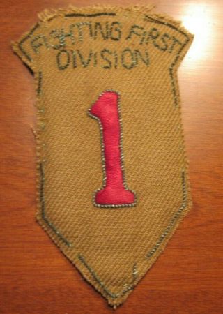 Rare Wwi Wwii? Era 1st Infantry Division European Made? Bullion On Canvas Patch