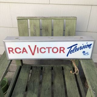Very Rare 1950s Rca Victor Television Metal Lighted Tube Radio 24” Sign