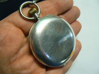 Rare 1919 London Import Silver Swiss J.  W.  BENSON Pocket Watch Silver Chain &Box 4