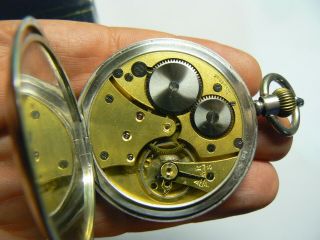 Rare 1919 London Import Silver Swiss J.  W.  BENSON Pocket Watch Silver Chain &Box 6