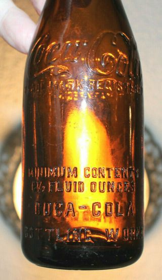 Rare Straight Side Coca Cola Amber Bottle " Hartford City,  Ind " Porter 