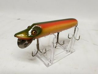 Vintage Rare Heddon Vamp In Rainbow Color Wood Fishing Lure.  Minty