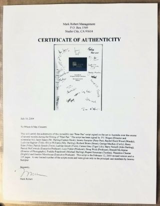 RARE Script from the 2003 film Peter Pan signed by Full Cast & Crew w/ 2