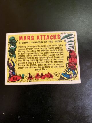 Rare 1962 Mars Attacks 55 Checklist Unmarked Gradeable