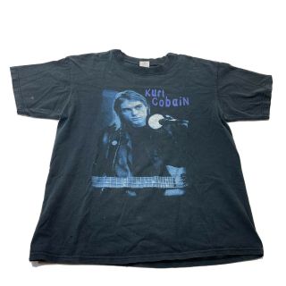 Vintage Kurt Cobain Nirvana T - Shirt Notebook Large 2003 Double Sided Rare Black