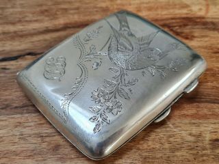 Rare Lovely Solid Silver Mourning Cigar Case Henry Wilkinson Ltd 1919