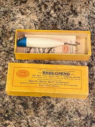 Vintage Rare South Bend Bass Oreno Wood Fishing Lure Wow Look