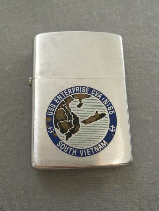 1968 U.  S.  S Enterprise Cva (n) - 65 South Vietnam Vietnam War Map Zippo Lighter Rare