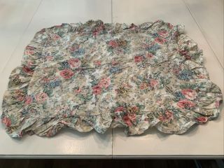 2 Ralph Lauren Floral Rose Beige Ruffle Pillow Sham Standard Vintage Rare