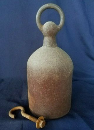 Antique Rare Large And Heavy Cast Iron Dome Bell Gong Hook Rustic Old Estate