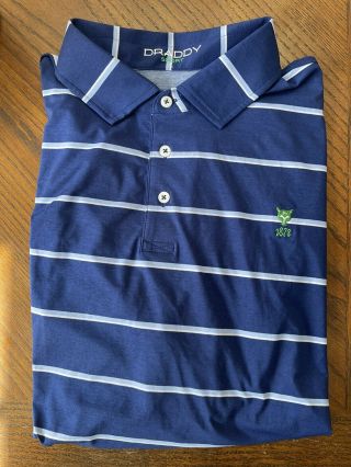 Rockaway Hunt Club B.  Draddy Sport Polo Golf Shirt Rare Members Logo L Blue Euc
