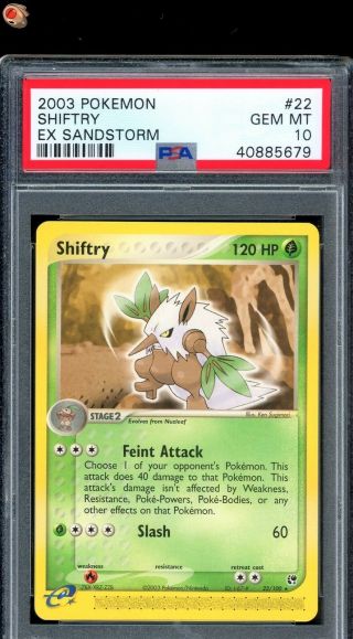 Shiftry Non - Holo Rare 2003 Pokemon Card 22/100 Ex Sandstorm Set Psa 10 Gem