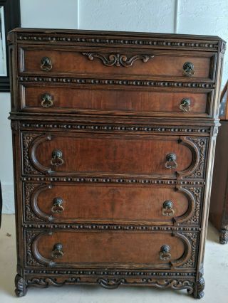 Rare Antique Dresser With 5 Drawers,  48 " H X 36 " W X 19 " D,  Early 1900 
