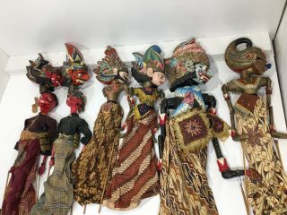 Vintage Wayang Golek Marionette Puppets From Java,  Set Of 8,  Hand Made,  Rare