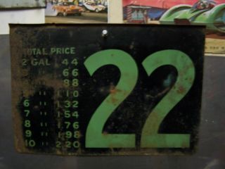 Vintage Gas Station Pump Price Sign 2 Sided Metal Rare