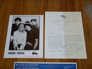 Rare Sonic Youth 1992 Dirty Press Kit 6 Page Bio And Photo,  8 " X 10 "