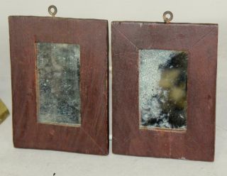 Rare Signed Early 19th C " Fragment " Mirrors Best Red Paint