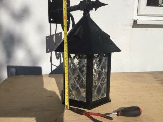 A Very Rare Large Antique Stained Glass Outside Lamp