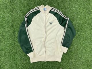 Rare Vintage 80s Adidas Atp Keyrolan Track Jacket Cream/forrest Green