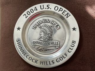 Rare Retief Goosen Signed 2004 Us Open Shinnecock Pewter Flag Plate Winged Foot