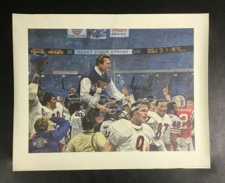 Mike Ditka 1986 Chicago Bears Lithograph Sears Poster Bowl Xx Vintage Rare