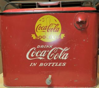 Vintage Coca - Cola Cooler W/ Tray 300 Bowling Club Perfect Game - Very Rare