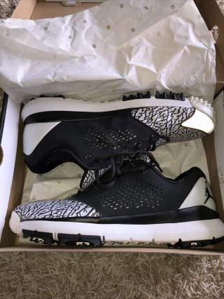 Rare Nike Air Jordan Trainer St Golf Shoes Cleats Black Mens Sz 14 833359 - 110