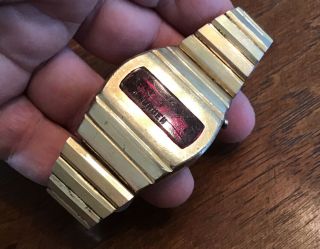 Rare Vintage Gruen Red LED Men ' s Watch Has 2 Batteries Has Wear Worn 3