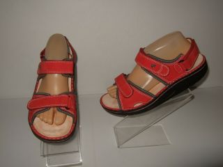 Rare Finn Comfort Red Leather Rocker Sole Orthotic Sandals Womens Sz.  39 / 8 - 8.  5