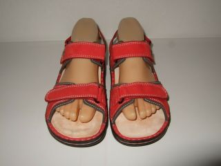 RARE Finn Comfort Red Leather Rocker Sole Orthotic Sandals Womens Sz.  39 / 8 - 8.  5 2