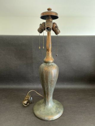 Rare Handel Lamp Base Bronze Patina Marked 24 " Antique Arts & Crafts Mission