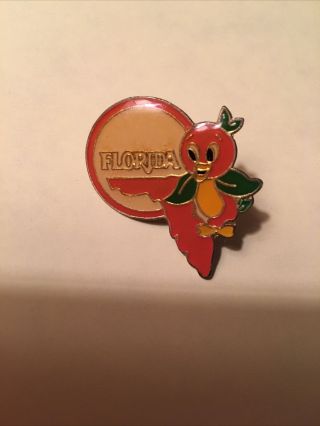 RARE Vintage Florida Orange Bird Disney Metal Enameled Lapel Hat Pin 2